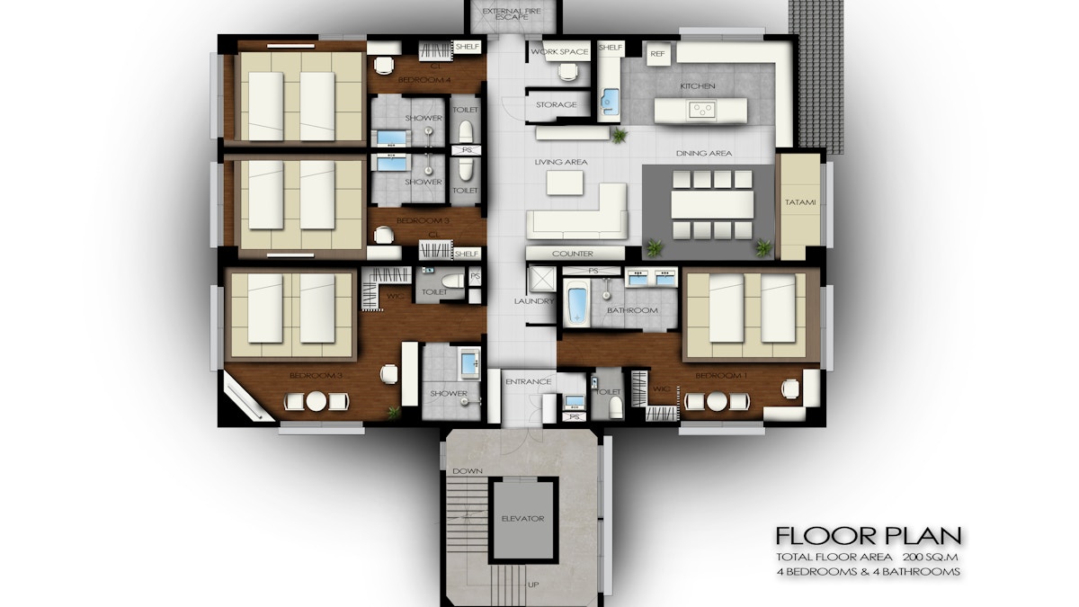 Rendered Penthouse Floor Plan